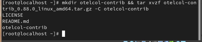 Extracting Otel-collector tar file